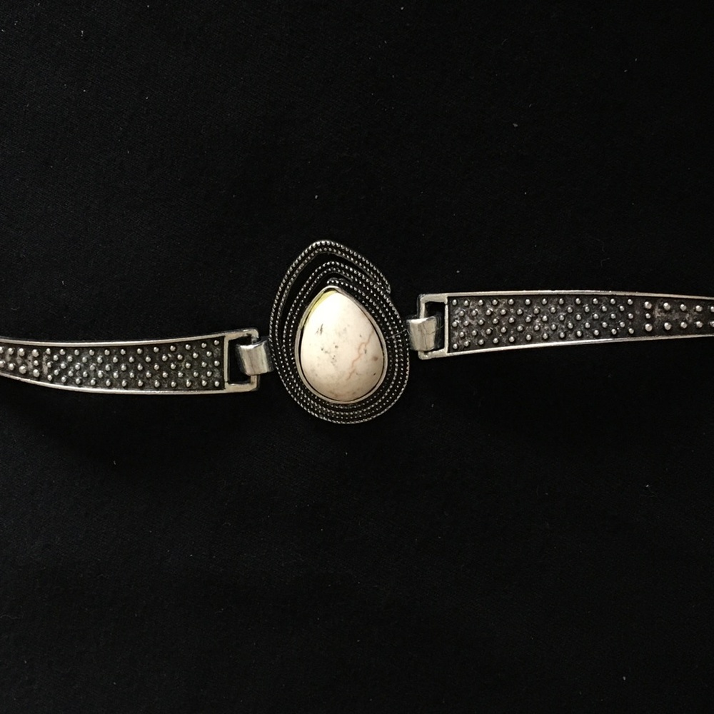 Faux White Turquoise Silver Tone Bracelet - Picture 3 of 9